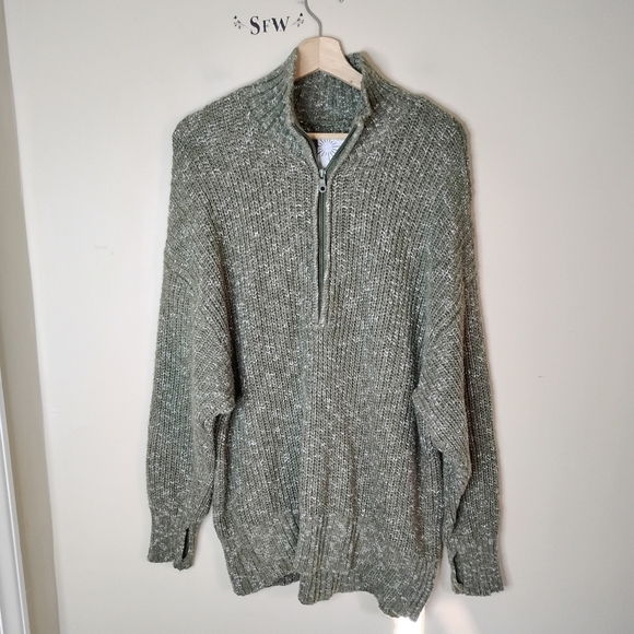 OFFLINE by Aerie Chillside 1/4 Zip Sweater Oversized Chunky 100% Cotton Size M - Picture 2 of 9
